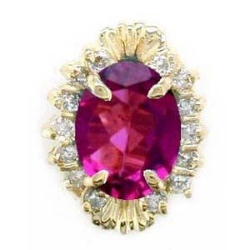 Y1139 14K PINK TOURMALINE SLIDE WITH 14 DIAMOND 